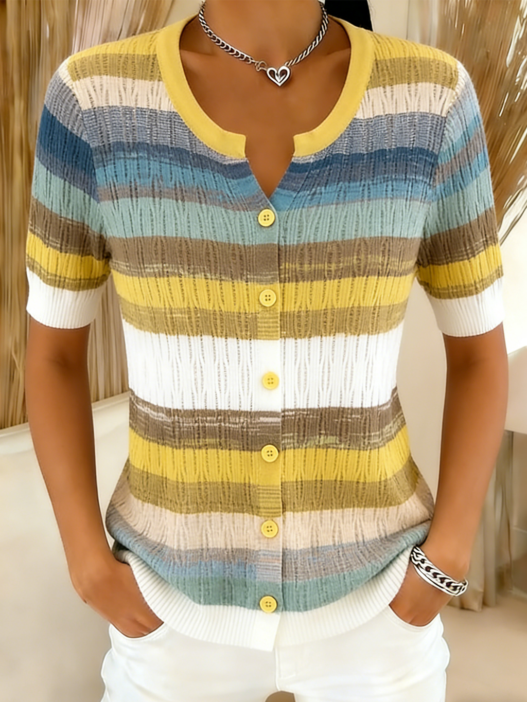 Casual Regular Fit Striped T-Shirt