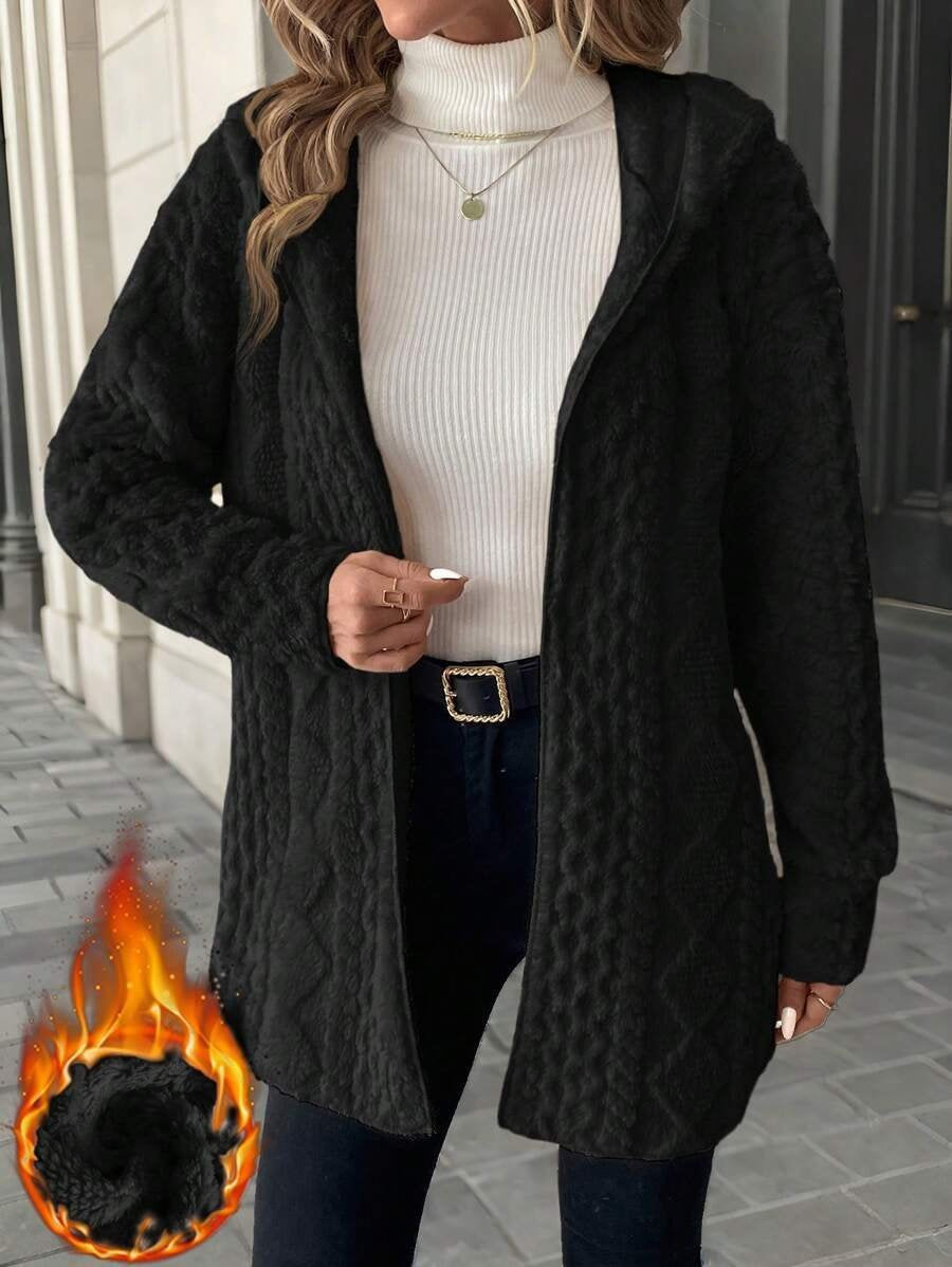 Casual Fluff/Granular Fleece Fabric Plain Teddy Jacket