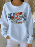 Loose Others Text Letters Casual Sweatshirt