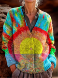 Women's Retro Pattern Cardigan Casual Comfort Regular Sweatshirt Jacket