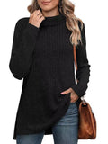 Casual Plain Turtleneck Blouse