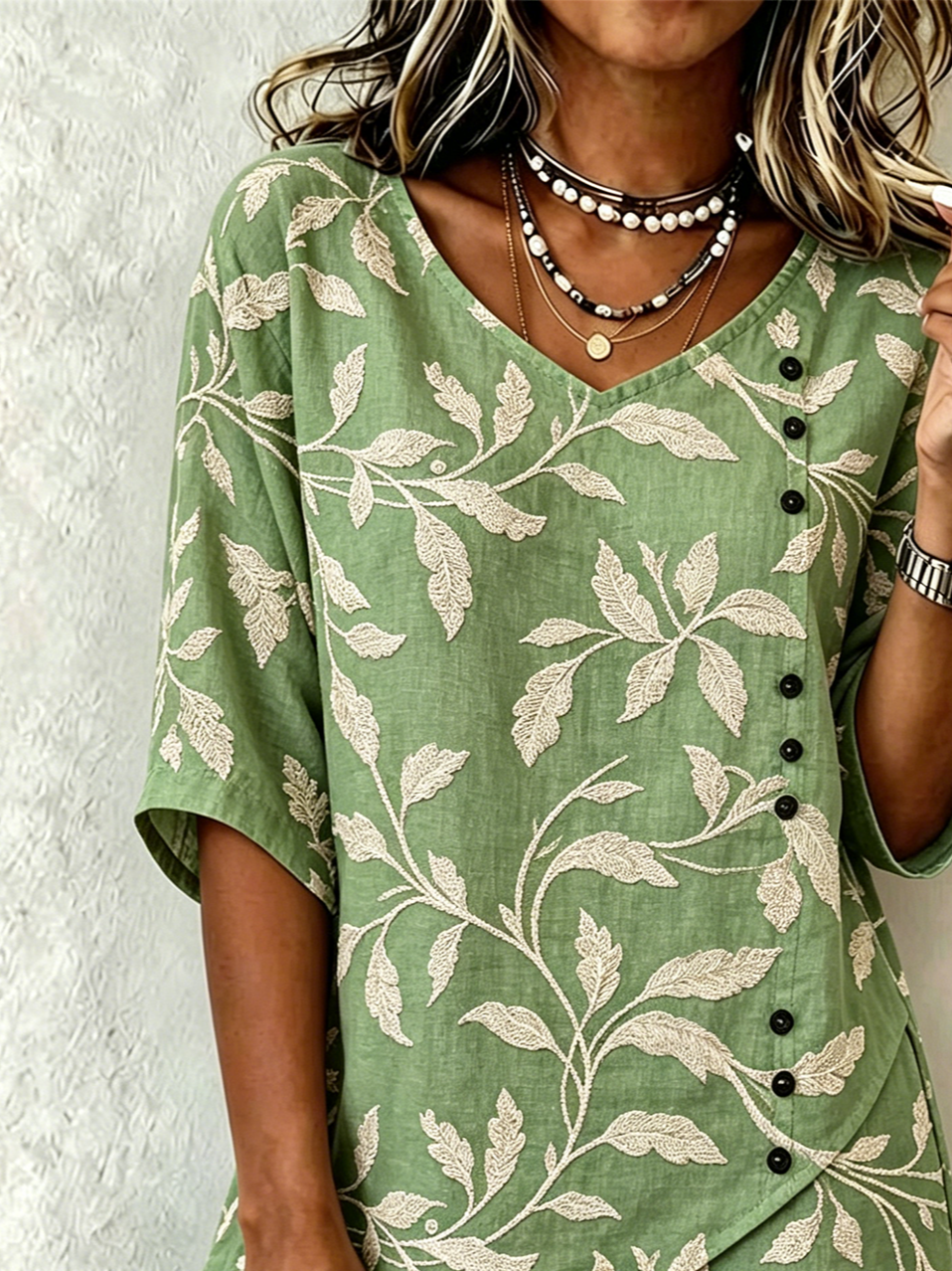 Botanical Pattern Vintage Loose Shirt