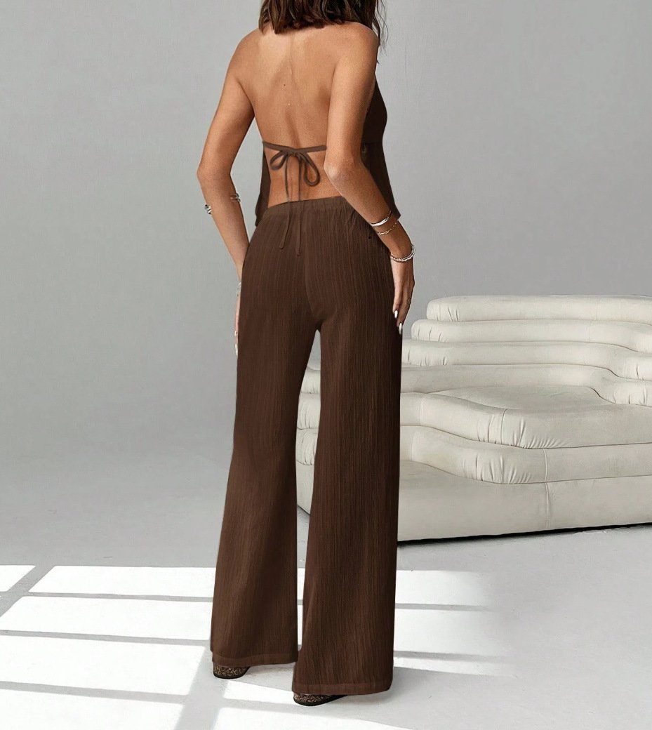 Casual Plain Linen Blend Two-Piece Set
