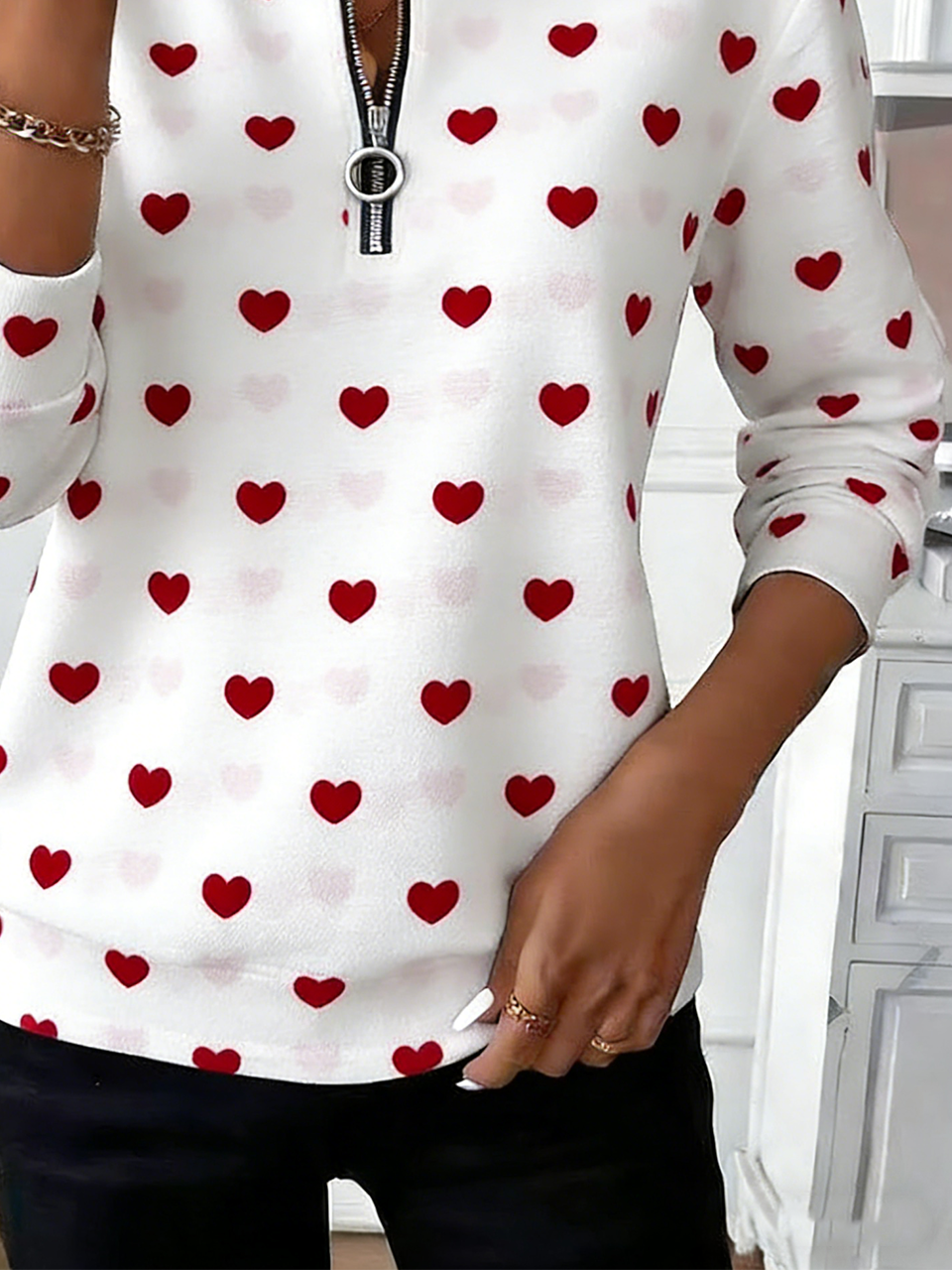 Casual Loose Heart/Cordate Sweatshirt