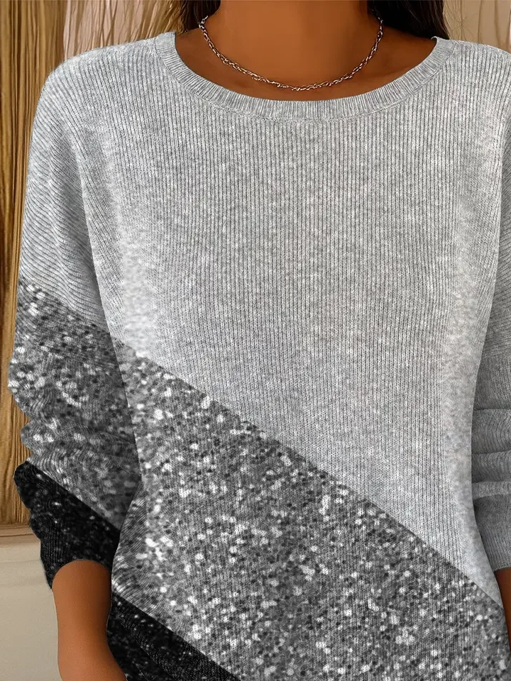 Casual Printing Crew Neck Abstract Sweater