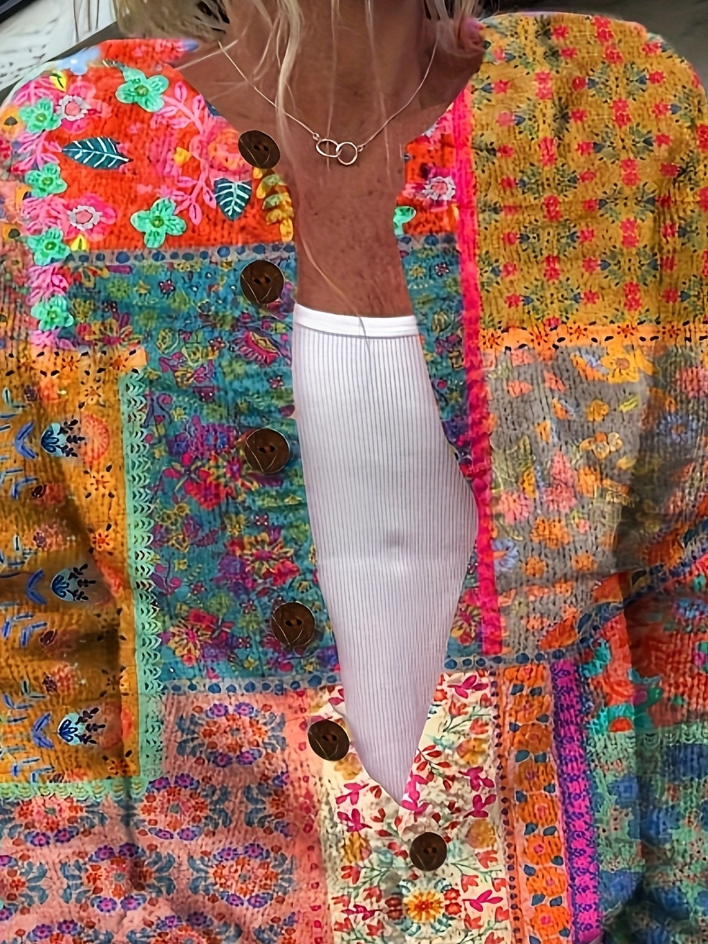 Women Peasant Floral Spring/Fall Micro-Elasticity Daily Buttons Regular H-Line Regular Cardigans