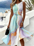 Elegant Crew Neck Gradient Pattern Regular Fit Dress With No