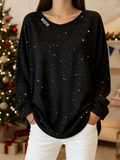 Loose Casual Cotton-Blend Abstract Polka Dots T-Shirt