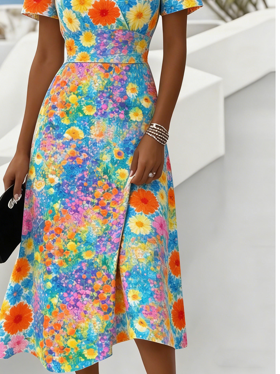 Regular Fit Elegant Gradient Pattern Dress With No