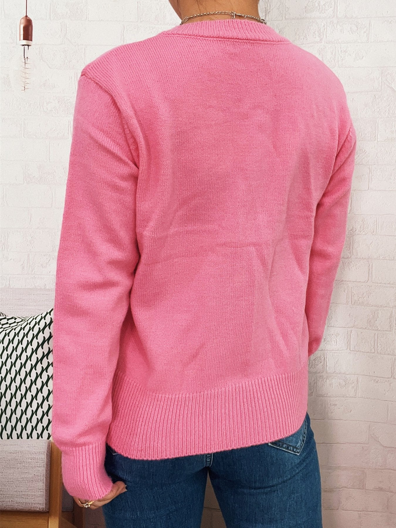 Crew Neck Casual Cotton Cardigan