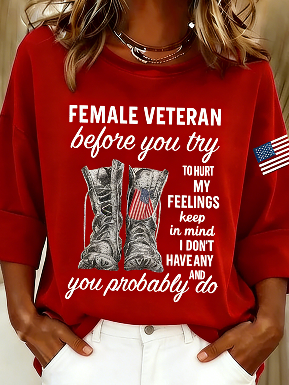 Women's Veteran Print Casual Sweatshirt