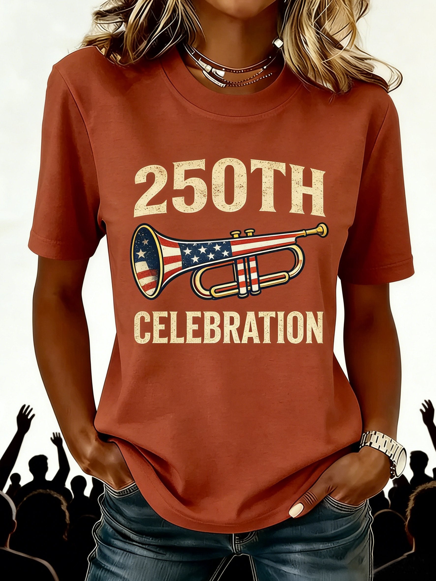 Women's 250th Anniversary Of The Founding Of the United States Vintage Short Sleeve Crew Neck Music Festival 3D Printing Daily Going Out Casual T-Shirt