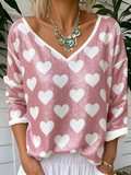 Casual Loose Heart/Cordate Jersey T-Shirt
