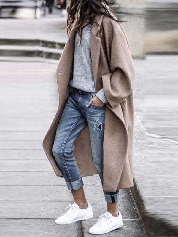 Shawl Collar Simple Plain Coat