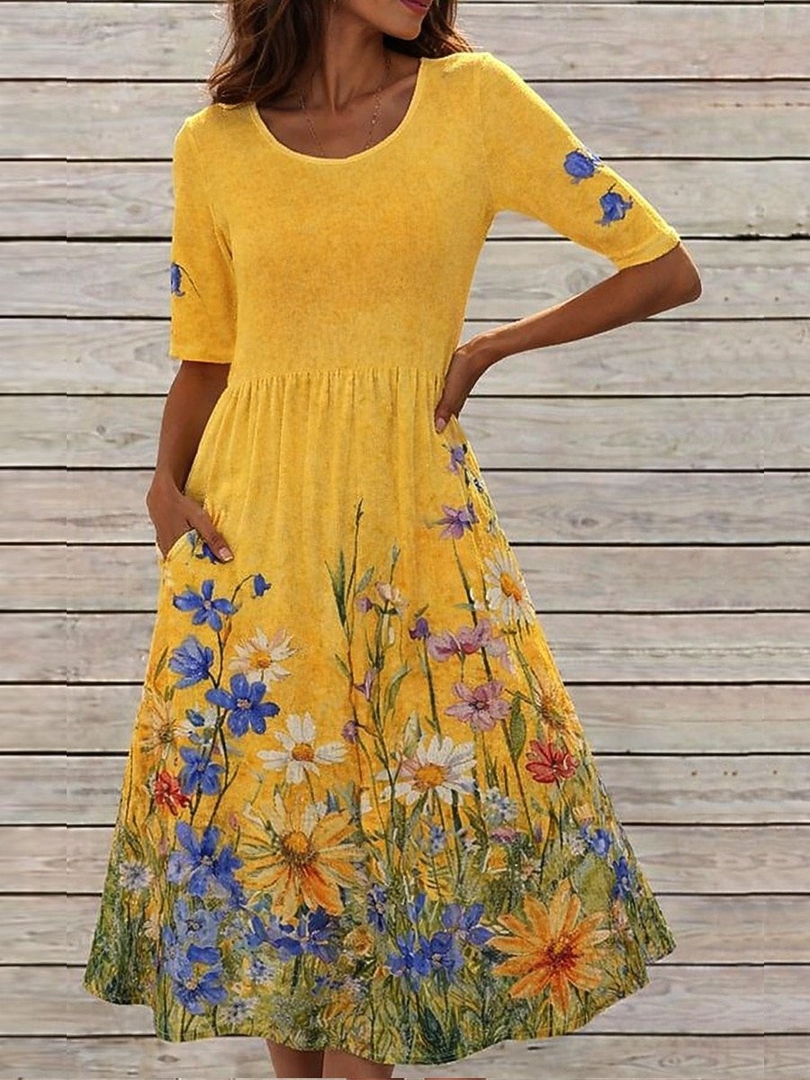 Cotton-Blend Vintage Dress With No