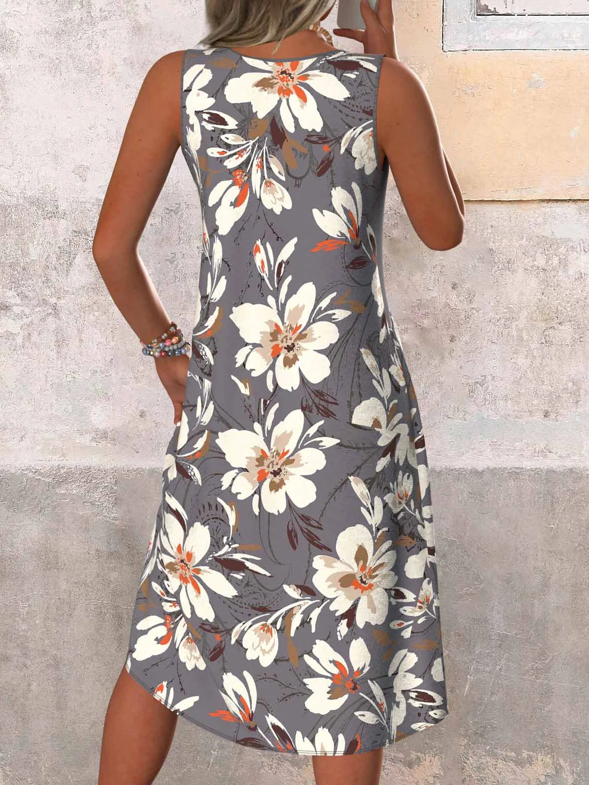 Crew Neck Simple Loose Dress With No